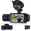 Podofo HD 2K Telecamera frontale, Dash Cam a 360 gradi con telecamera posteriore, Telecamera per auto a 4 canali con sensore G, rilevamento del movimento, registrazione in loop, 64 GB di memoria TF