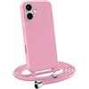 MyGadget Cover con Cordino per iPhone 16 - Custodia con Corda - Case Opaca Antiurto | Bumper con Laccio | Tracolla - Practical Stylish - Rosa