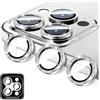 LucBuy Protezione per Obiettivo Della Fotocamera Compatibile con iPhone 15 Pro/15 Pro Max, Copertura per Fotocamera in Vetro Temperato Glitterato, Anelli Metallici Individuali