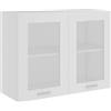 HETFTJN Credenza Soggiorno Mobile Cucina Dispensa Mobiletto Bagno Salvaspazio Mobile da Cucina - Mobile Pensile con Vetro Bianco 80x31x60 cm Legno Multistrato per Camera Da Letto Cucina Bagno Esterno