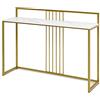 GYMAX Console e Tavoli da Divano, con Aste rinforzate, Struttura in Metallo, Compatto e Stretto per Salvasapzio, Mobiletto Portaoggetti per Soggiorno e Ingresso, 120x32,5x88 cm, Bianco e Oro