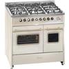 Gurari GCH E 916 Cr R Cucina a Gas con Doppio Forno Elettrico, 90 cm, 5 Fuochi a Gas, Griglie in Ghisa, Funzioni Avanzate e Design Retrò