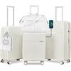 Joyway Set di valigie Valigia da viaggio a guscio rigido 4 pezzi con serratura TSA Set di valigie espandibili Include 1 borsa da viaggio Bianco