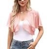 Aottori Bolero Donna Elegante Coprispalle Chiffon Maniche Corte Cardigan Estivo Corto Bolerino Cerimonia Giacca Trasparente Leggero per Matrimonio Cerimonia Rosa S