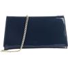 Purple Possum® - Pochette blu navy in finta pelle verniciata, borsa a tracolla lucida