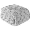 Exclusivo Mezcla Coperta Plaid Pile di Flanella per Divano, 220x240 CM Coperta Letto Matrimoniale con Motivo a Scacchi, Morbida e Calda, Grigio chiaro