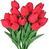 GIUSOBG Tulipani Artificiali 15 Pcs Fiori Artificiali Finti 34cm Tulipani in lattice Fiori Finti di Realistici Bouquet di Fiori finti per Casa per Matrimoni,Giardino (rosso)