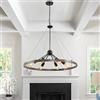 HvKvHvY Lampadari a soffitto a 6 luci , apparecchi di illuminazione industriali vintage, lampadario rustico nero E27 in metallo con altezza regolabile per soggiorno, cucina, camera da letto, fattoria, 80 cm