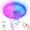 VA-Cerulean Lampada da soffitto LED da 36 W, dimmerabile, con altoparlante Bluetooth, controllo app e telecomando, moderna, rotonda, cielo stellato, per cameretta dei bambini, camera da letto,