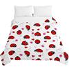 Chickwin Trapuntino Copriletto Matrimoniale Singolo, Coccinella Stampa Coperta Primaverile Trapunta Estivo Trapuntato Goffrato Coperta Leggera (150x200cm,Rosso)