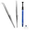 Omninmo 3 pz supporto in acciaio inox pick up artiglio pinzette set di strumenti gioielli pietra diamante strumento supporto per la creazione di gioielli artigianato artiglio auto-bloccante pinzette
