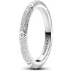 PANDORA ME Anello con texture in argento Sterling con zirconia cubica trasparente, 54