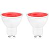 Caldarax 2 Pezzi Rosso Lampadina LED GU10 5W Spot, Equivalenti a 50W Alogena, MR16 Faretti 230V, 500LM, Angolo di 120°, Non Dimmerabile, Illuminazione Decorativa per Paesaggio, Palcoscenico, Bar, Festa