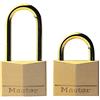 Master Lock 635EURT Confezione da 2 Lucchetti a Chiavi con Corpo e Archetto in Ottone Massiccio, Oro, 4.7 x 3.4 x 1.2 cm