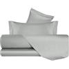 VANITA' DI RASO Completo letto Lenzuola di Raso Matrimoniale, Made in Italy, Lenzuolo piano 240x290cm + Lenzuolo Sotto con Angoli 160x190cm + 2 Federe a 2 Volani 50x80cm - Grigio Perla
