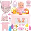 deAO Bambolotti Bambole e Accessori, 33cm Interattiva Bambola Bebè Set con Baby Dolls Marsupio Tavolo Gioco Vestiti Pappa Finta Giochi Giocattolo per Bambini 3+ Anni