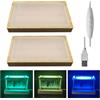 JOJOCY Base per display in cristallo regolabile in luminosità per vetro artistico, supporto in legno con luce notturna dimmerabile a 3 colori, base rettangolare a LED per luce artistica in cristallo 3D