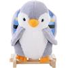 HOMCOM Cavallo a Dondolo Pinguino in Peluche con Musiche e Cintura Età 18 Mesi