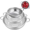 Yitobici Colino da cucina con manici,scolapasta,colapasta,scola riso,colino acciaio inox maglia fine, in acciaio inox, per scolapiatti e frutta, riso, lavabile in lavastoviglie, 28 cm, 22 cm, 19 cm, 3 pezzi