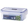 ZIVAAN - Contenitore per cibo rettangolare con due scompartimenti, impilabile, sottovuoto e a tenuta stagna, in polipropilene e silicone, 900 ml, trasparente e blu navy, RD3