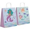 Folat 23931 Decorazione di compleanno a forma di sirena blu con glitter iridescenti - Borsette regalo - Mermaid Magic - 20 x 27 cm - 6 pezzi - Decorazioni a tema Sirenetta