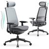 COLAMY Sedia da ufficio ergonomica in rete con schienale alto, sedia direzionale per computer con supporto lombare, poggiatesta regolabile e braccioli 4D, colore nero