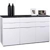Composad | Credenza della Linea MUNDI con 6 Cassetti e 3 Ante, Madia, Mobile Ingresso, (LxAxP) 179,20x102,30x50 cm, Colore Marmo Zebra e Bianco Laccato, Soggiorno, Ingresso, Made in Italy