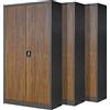 Jan Nowak Set di 3 Armadio da Ufficio C001 Archivio per Officina in Metallo Verniciato a polvere Chiudibile 195 cm x 90 cm x 40 cm (Antracite-Aspetto Legno)