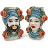 CERAMICHE CALTAGIRONE Teste di Moro in Ceramica - Con Melograni H 28 cm x L 20 cm