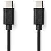 NEDIS Cavo USB | USB 2.0 | USB Type-C ™ maschio | USB Type-C ™ maschio | 480 Mbps | 60 W | nichelato | 1.00 m | rotondo | PVC | nero | sacchetto di plastica