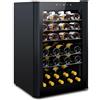 HCK Cantinetta Vino, Cantinetta Vini 48 Bottiglie, 115L, 4-22 °C, Piccolo Frigorifero alto 85 cm con Controllo Touch, Frigorifero Silenzioso con Porta in Vetro, Nero