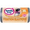 HANDY BAG Rotoli da 15 sacchetti della spazzatura 30 L ultra resistente, 80% plastica riciclata, chiusura con manici scorrevoli con fissaggio elastico, triplo spessore, antiperdita, 53 x 63 cm