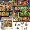 WOODEN.CITY Puzzle in legno per adulti da 1010 pezzi - Storie su ogni ripiano - Scena di scaffali | Made in EU | Regalo per gli amanti dei libri | 54 x 39,4 cm