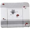 roba Materassino per Fasciatoio Adam & Eule - per Bambini e Neonati - 85 x 75 cm - Morbido - Rivestito in PU - Idrorepellente - con Bordi Rialzati - Traspirante - Motivo Gufetto - Grigio