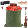 VEGOATY Borsa per la ricerca di mangimi, 20 x 15 cm, in tela con scopa e coltello a fungo, borsa pieghevole da caccia, coltello a funghi con spazzola, spazzola per funghi con setole di cinghiale (verde)