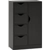 HOMCOM Mobile portaoggetti buffet cassettiera 1 armadio e 4 cassetti, in legno, per soggiorno, cucina, ingresso, sala da pranzo, nero