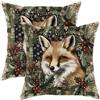 Generic Set di 2 federe per cuscini con volpe, rustiche marroni e animali del bosco, decorative per le vacanze invernali, quadrate, per casa, divano, letto, 40,6 x 40,6 cm