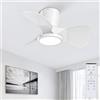 Ateroll Ventilatore da Soffitto con Luce, Ø61cm, Dimmerabile 3CCT (3000K-4000K-5000K), 1500LM Con Telecomando, 6 Velocità, Timer, Adatto per Soggiorno, Cucina, Camera da Letto (bianco latte)