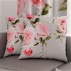 PETTI Artigiani Italiani - Coppia di Federe Cuscino 40x40 cm in Microfibra, Cuscini Arredo Camera da Letto, Divano, Salotto, Set 2 Fodere Copricuscino, Federa Floreale 20 Grigio, 100% Made in Italy