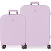 Enso Set Valigia Annie Viola 55/70 cm Rigida ABS Lucchetto TSA Integrato 116L 7,54 kg 4 Doppie Ruote Bagaglio a Mano