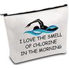 Generic Borsa per il trucco da nuoto con cerniera I Love The Smell of Chlorine in The Morning per gli amanti del nuoto, allenatore, nuoto, squadra regalo, Odore di cloro, L9 W7 H0.39