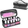 BAFASO Borsa Organizer per Smalti Trasparente Contiene 12 Flaconi (15 ml - 0,5 fl.oz), Valigetta Porta Smalti per Unghie in PVC con Tasche Interne Rimovibili, Solo Borsa, (Brevettato), Nero