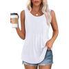 Chicrise Tunica Donna Senza Maniche Piega Blusa Lunga Girocollo Basic Camicette Allentata Moda Bianco 2X Grande 50-54