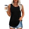 Chicrise Tank Top Donna Lunga Maglietta Senza Maniche Pieghettata Camicia Casual Allentata Nero 2X Grande 50-54