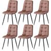 GrandCA HOME Set di 6 Sedie da Pranzo Moderne Sedie da Cucina con Gambe in Metallo, Sedie da Pranzo Imbottite Tessuto Impermeabile Leathaire Technology, Marrone Chiaro