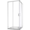Parama Box Doccia Angolare Due Ante Scorrevoli Cristallo Temperato 6mm Profili Squadrati Cromati Altezza 185 cm - Tonga (Vetro Trasparente, 80x80)