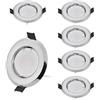 HCFEI 6x Faretti LED da Incasso in cromo per cartongesso, con Porti Luce Bianco Caldo 3W Pari a 35W 3000K 55mm foro da incasso Angolo a Fascio 120 Gradi AC 230V