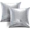JOTOM Federa per Cuscino, 2 Pezzi, con Lustrini, in Raso, per casa, Divano, Camera da Letto, Auto, Decorativa, 45 x 45 cm, Colore: Argento