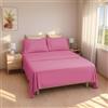 ETREXONLINE Set Lenzuola Matrimoniali 4 Pezzi per Letto 150x190/200cm, Completo Lenzuola Microfibra Traspirante Ultra Morbido - Include 1 lenzuolo sopra, 1 lenzuolo con angoli e 2 federa - Fucsia