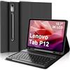 WAVATA Tastiera per Lenovo Tab P12 2023 12.7, Custodia Tastiera per Lenovo Tab P12 2023 Bluetooth Magnetica Staccabile Cover con Tastiera QWERTY Layout, Nero